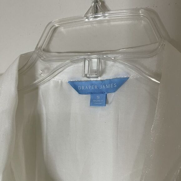 Draper James shiny white pearl button down tie collar blouse top Small - Picture 5 of 5